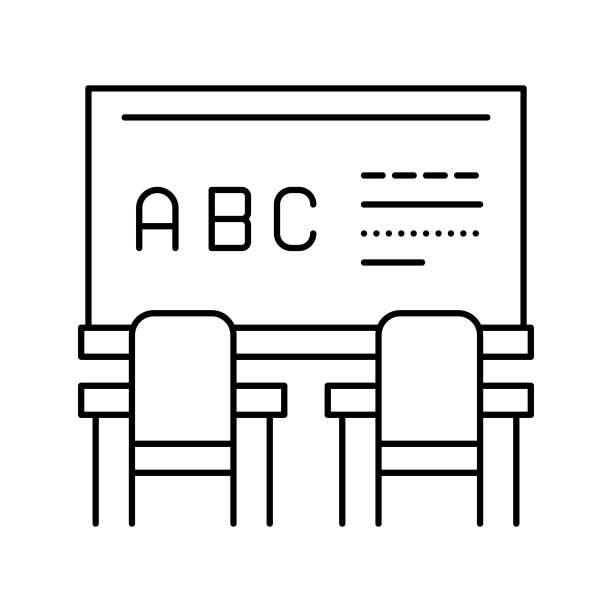 家长会议线图标矢量插图图片下载