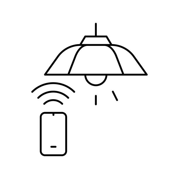 遥控灯具线条图标矢量插画图片下载
