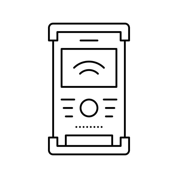 现场控制器线图标矢量插图图片下载