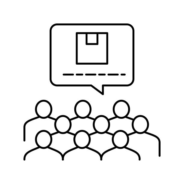 会议市场研究线图标矢量插图图片下载
