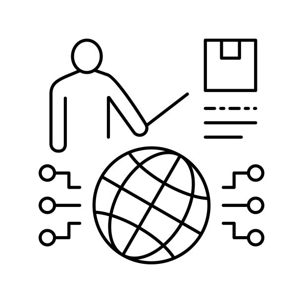 世界市场研究表示线图标矢量插图图片下载