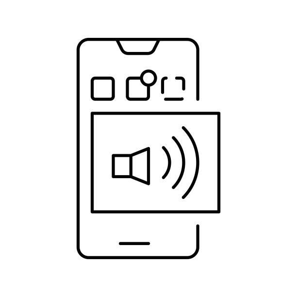 电话线路上的声音图标矢量插图图片下载