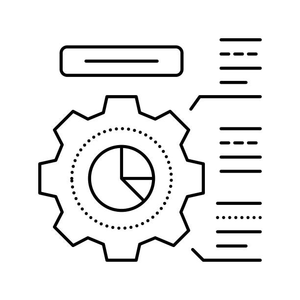 员工工作流程线图标矢量插图图片下载
