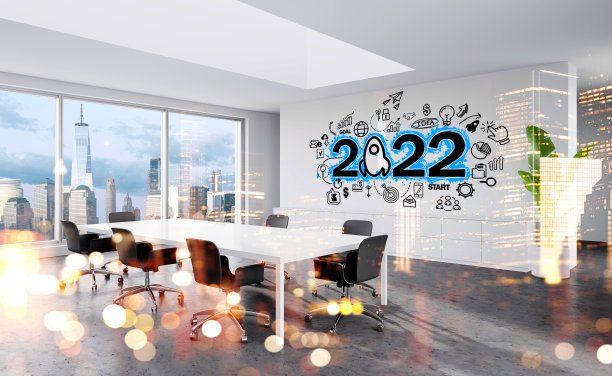 会议室内部配备家具和2022年的商业草图图片下载