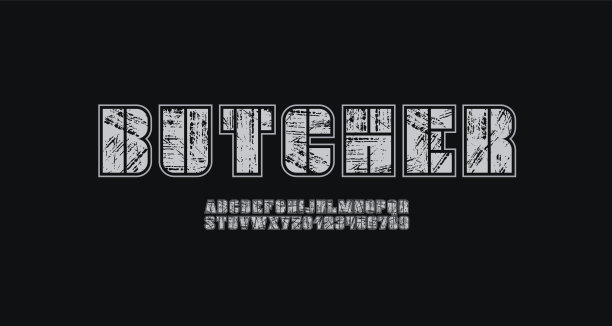 破旧的老式字体，带有凸版印刷侵蚀粗糙纹理的大字母图片下载