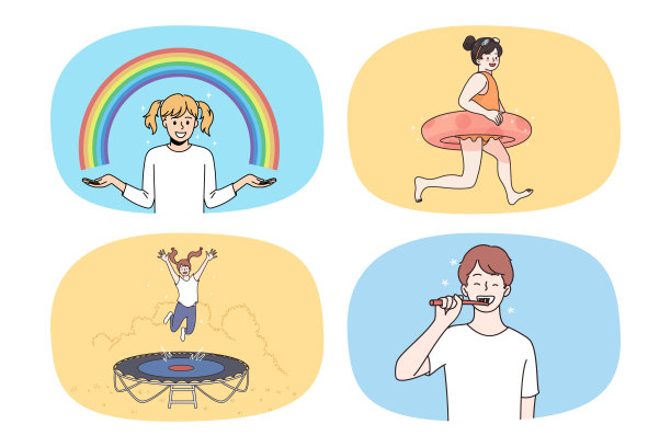 一套快乐的孩子享受闲暇时光图片下载