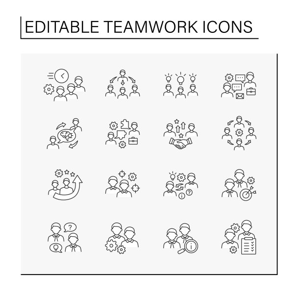 团队合作线性图标集图片下载