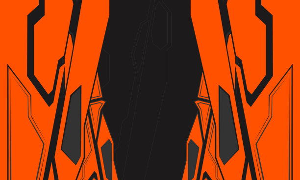 技术未来的橙色和黑色机器人游戏抽象背景。电子平背景。图片下载