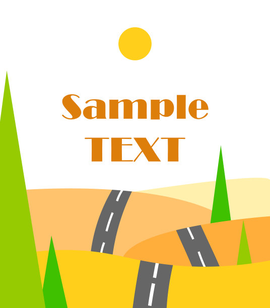 季节矢量插图路场自然景观阳光天丘陵抽象平坦的背景图片下载