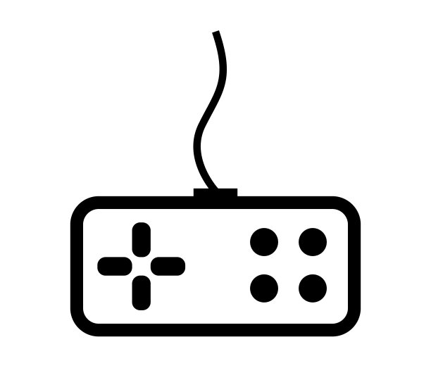 黑白矩形视频游戏控制器图标图片下载