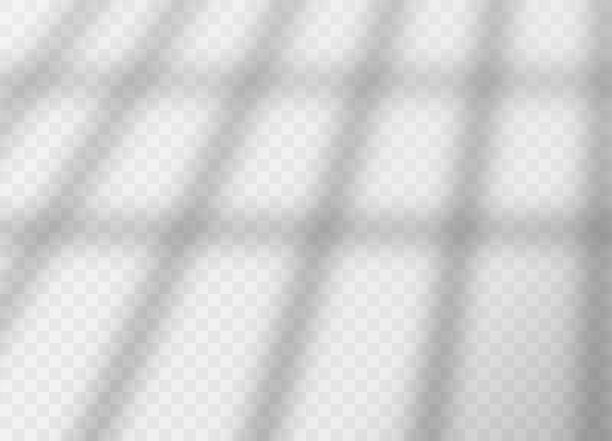 阴影叠加效果背景。透明背景上的窗框和柔和光线的阴影。图片下载