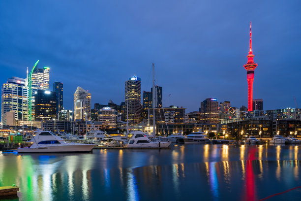 美丽的奥克兰天际线刚刚日落。图片下载