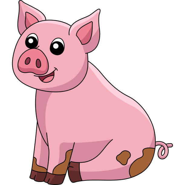 猪卡通彩色剪纸插画图片下载