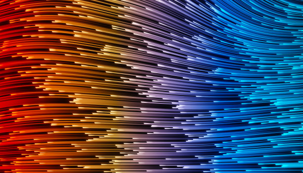 3 d渲染插图。几何发光线，霓虹灯对黑暗的背景。激光线发光。霓虹背景的商业和科学的概念图片下载