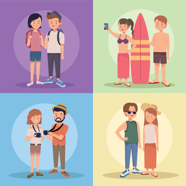 八位游客旅人图片下载