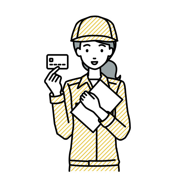 一个拿着信用卡和笔记本电脑的蓝领女工图片下载