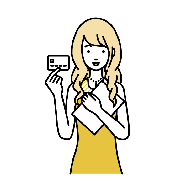 一个穿着裙子的女人拿着信用卡和一个文件笔记本电脑图片下载