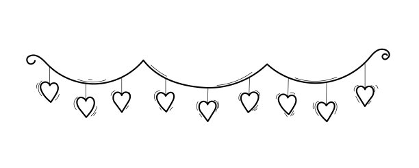 心旗花环。涂鸦手绘爱旗。股票黑白线艺术插图在一个白色的背景。图片下载