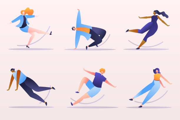 梯度人下落收集矢量插图图片下载