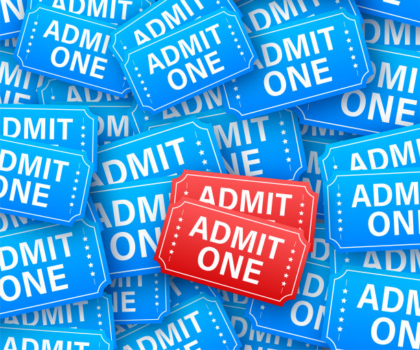 现实的蓝色显示票贴纸风格模式。旧的高级电影票图片下载