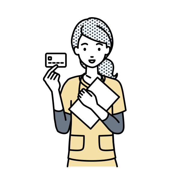 一个护士拿着信用卡和一个文件笔记本电脑图片下载