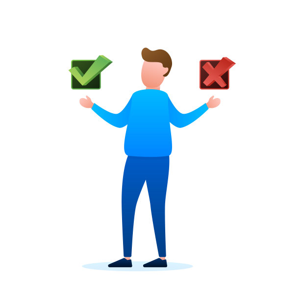 男人在两个选项中选择是还是不是。向量股票插图图片下载