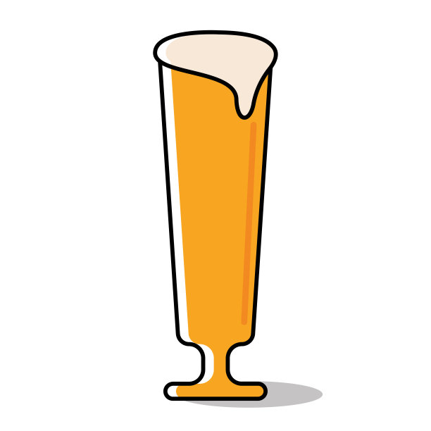 孤立的黄色啤酒玻璃与泡沫图标矢量图片下载