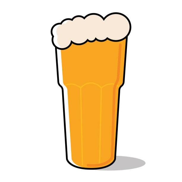 孤立的黄色啤酒玻璃与泡沫图标矢量图片下载