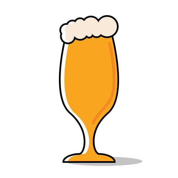 孤立的黄色啤酒玻璃与泡沫图标矢量图片下载