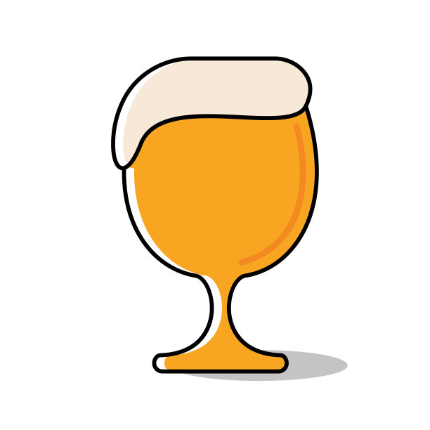孤立的黄色啤酒玻璃与泡沫图标矢量图片下载