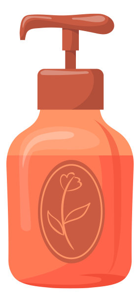 花化妆品瓶与塑料泵。卡通图标图片下载