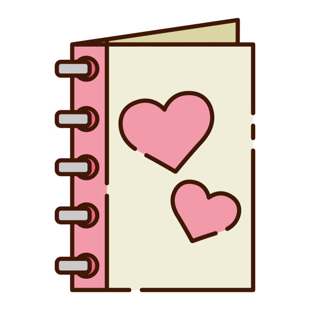 孤立的书与心平面设计图标矢量图片下载