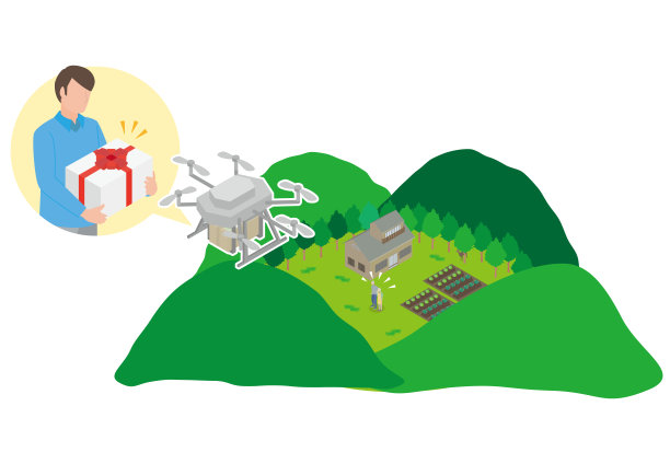 一架为居住在偏远村庄的老年人运送行李的无人机图片下载
