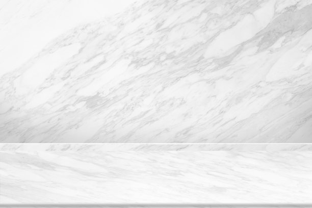 白色大理石产品台架，大理石地板背景顶视图和透视展示您的包装或模拟设计模板和横幅。图片下载