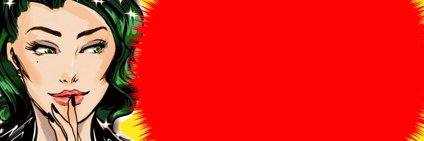 头发鲜艳的美女们想出了一个美国漫画风格的想法和语言泡泡图片下载