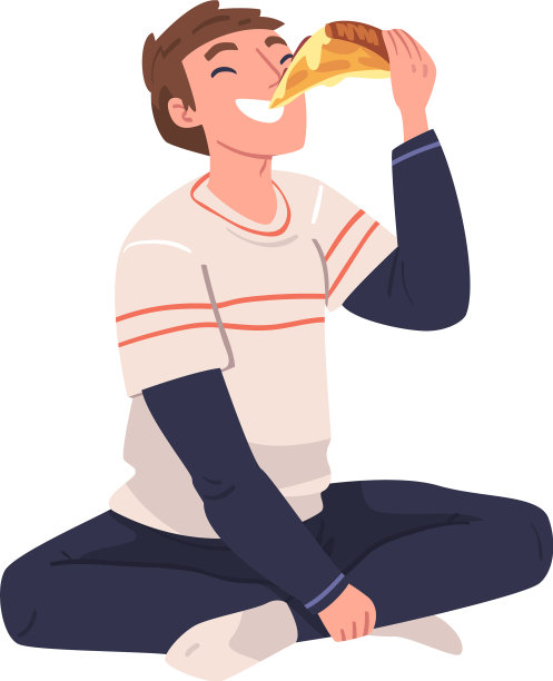 男人性格吃着食物坐在家里图片下载