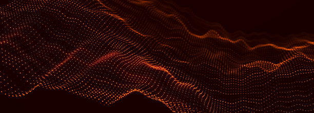 发光粒子在黑暗背景上的流动。彩色点的运动。大数据。3 d渲染。宽屏图片下载