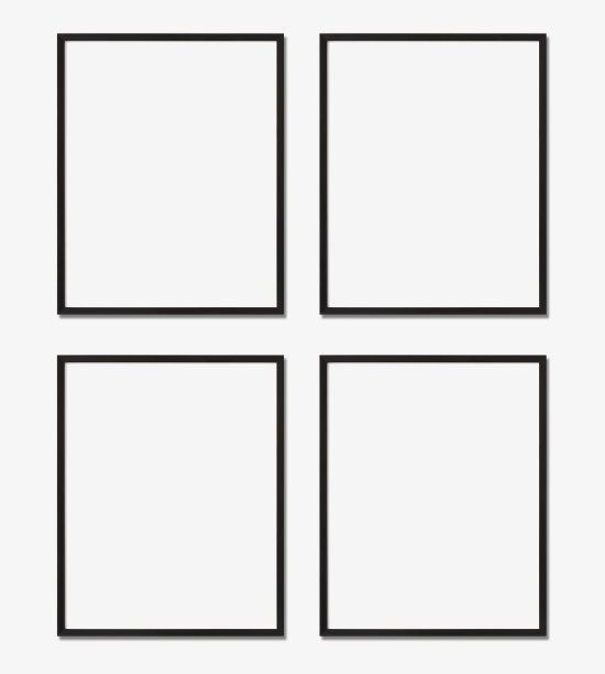 墙上空白的黑色相框。艺术品模拟孤立图片下载