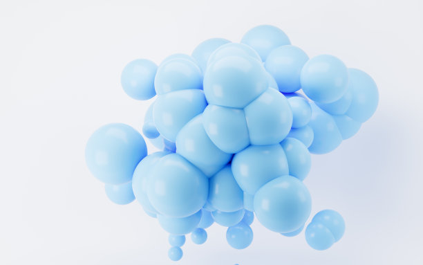 蓝色球体与白色背景，3d渲染。图片下载