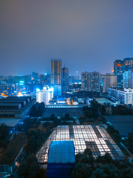 夜晚的成都城市天际线图片下载