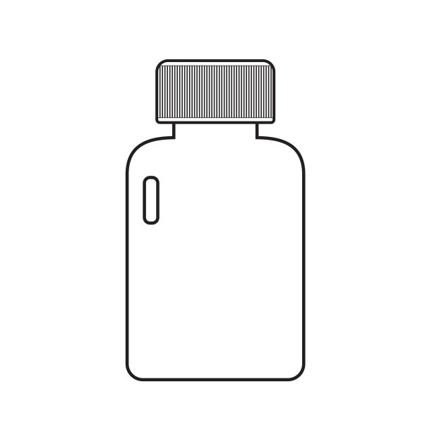 药瓶子。白瓶载体补充，容器维生素胶囊，化妆品，美容，水疗，医药瓶包装。医药片剂产品、包装。瓶子轮廓，平面图标。网络图标图片下载