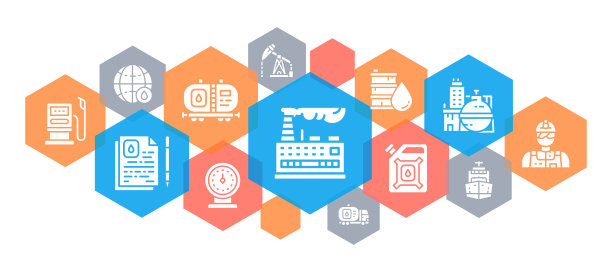 石油工业网横幅。燃料卡车，工程师，汽油，货船矢量水平线图标插图。图片下载