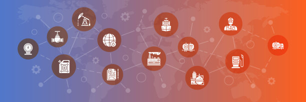 石油工业图标信息图形旗帜。燃料卡车，工程师，汽油，货船矢量插图的介绍旗帜。图片下载