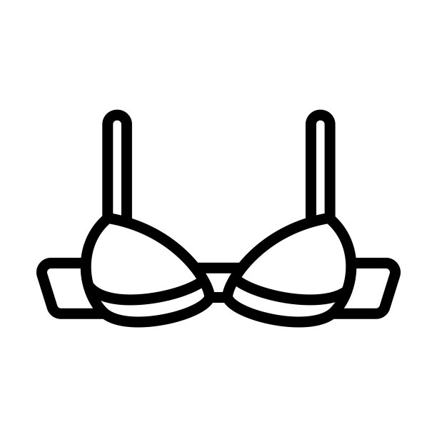 从衣服收集的胸罩图标。薄的线性胸罩，内衣，时尚轮廓图标孤立在白色背景。线向量文胸标志，网络和移动的标志。图片下载