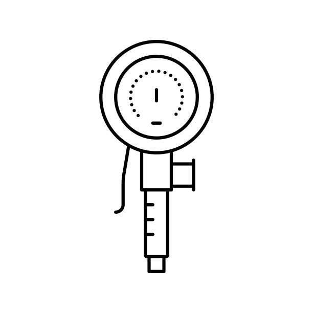 空压机管路压力测量部分图标矢量插图图片下载