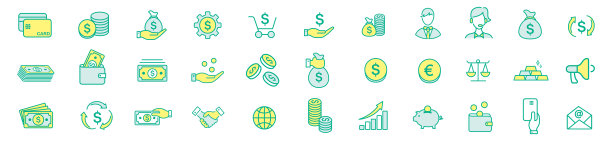 向量商业和金融的线图标图片下载