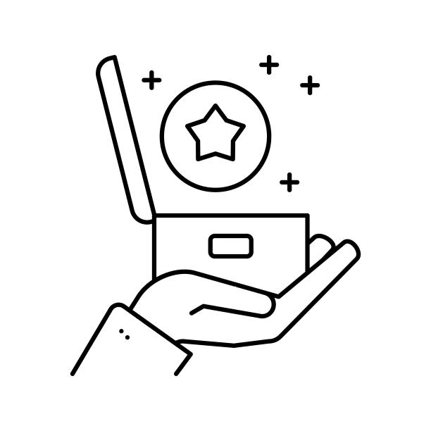 呈现奖励线图标矢量插图图片下载