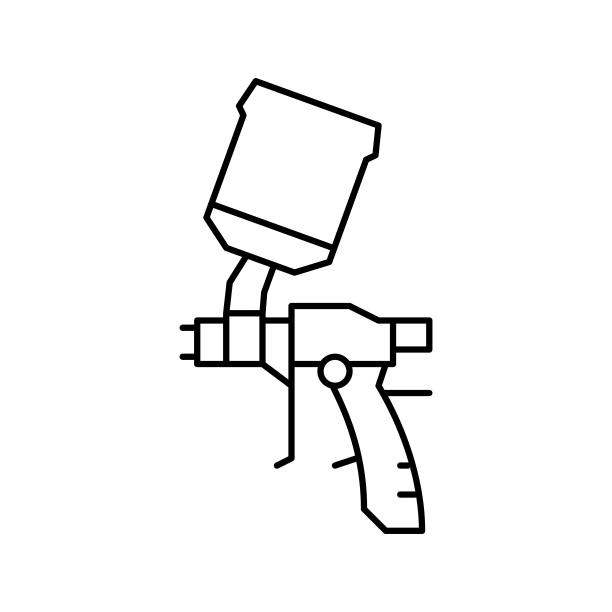 喷枪从空气压缩机管路图标矢量插图图片下载