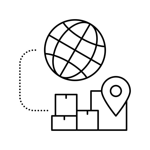 国际物流线条图标矢量图图片下载