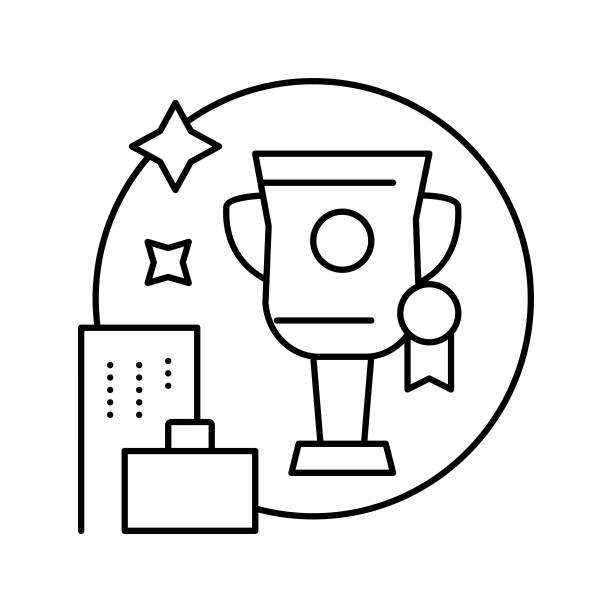 职业成长利益线图标矢量插图图片下载